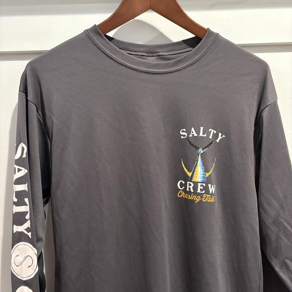 Salty Crew Shirt Mens Small Gray Chasing Tail Long Sleeve Fishing UV Outdoor - Picture 4 of 14